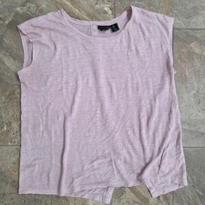 Tahari Linen Top Sleeveless Blouse Light Pink Casual Summer Womens Large‎